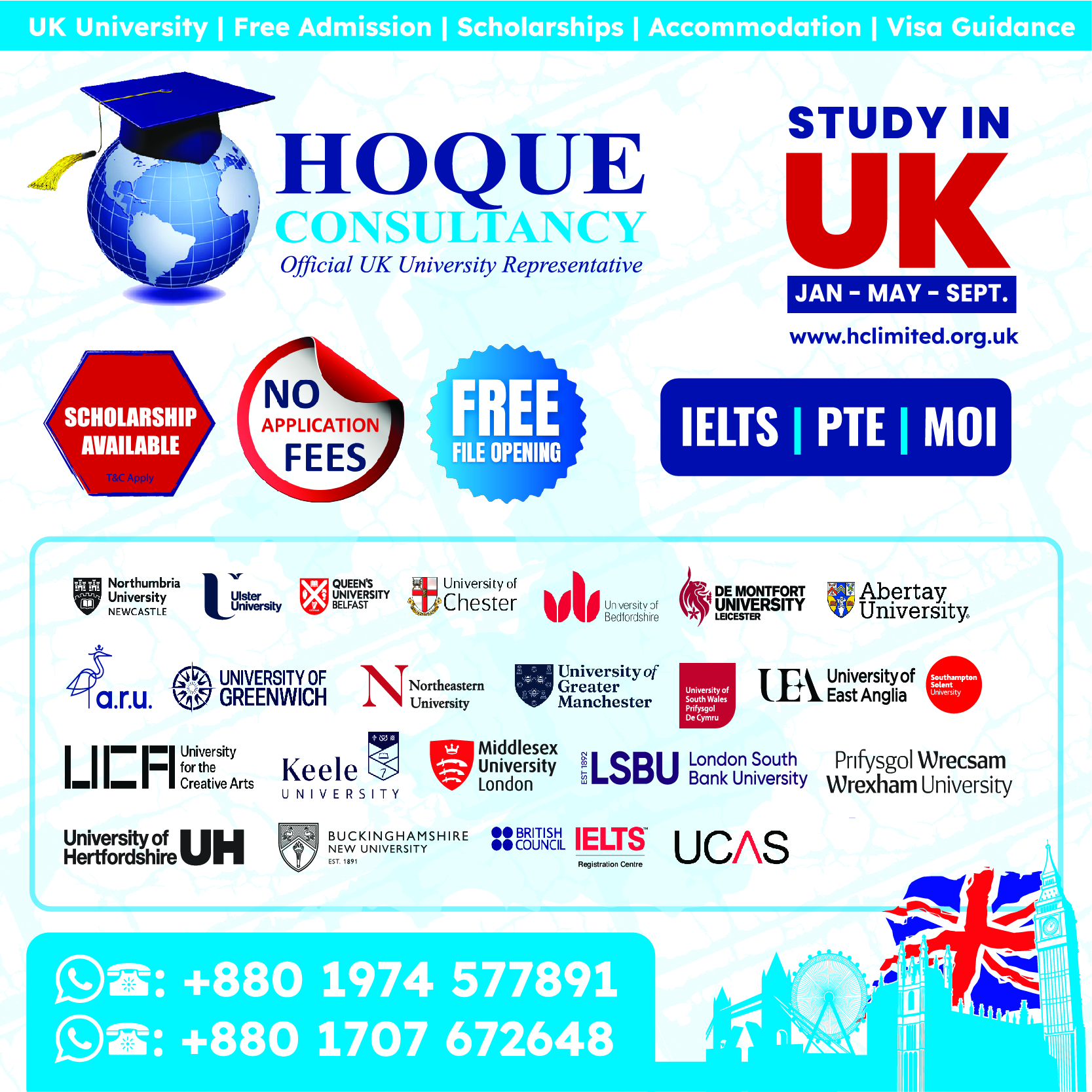 STUDY IN UK JAN - MAY - SEPT.