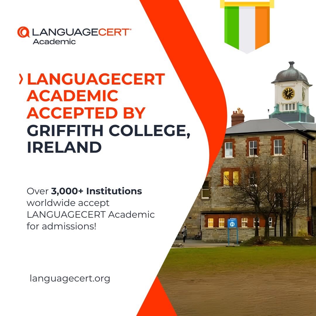 LANGUAGECERT ACADEMIC ACCEPTED BY GRIFFITH COLLEGE, IRELAND